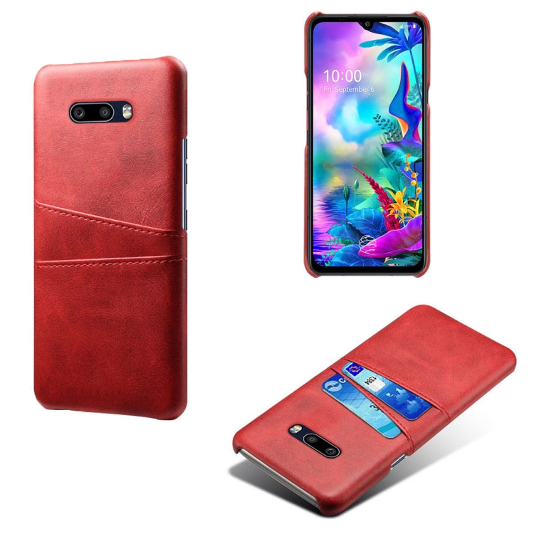 For LG G8X ThinQ Calf Texture PC + PU Leather Back Cover Shockproof Case with Dual Card Slots