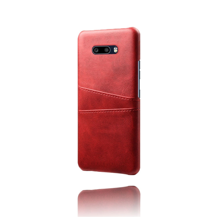 For LG G8X ThinQ Calf Texture PC + PU Leather Back Cover Shockproof Case with Dual Card Slots