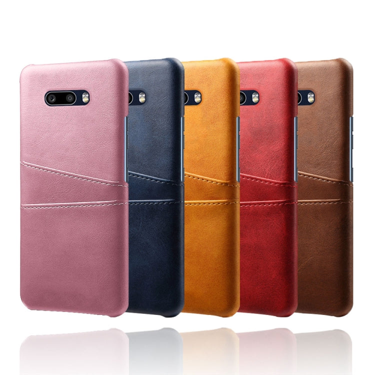 For LG G8X ThinQ Calf Texture PC + PU Leather Back Cover Shockproof Case with Dual Card Slots