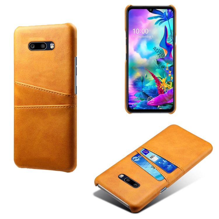 For LG G8X ThinQ Calf Texture PC + PU Leather Back Cover Shockproof Case with Dual Card Slots