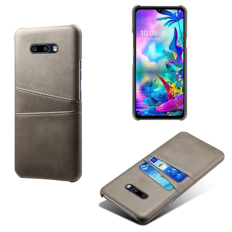 For LG G8X ThinQ Calf Texture PC + PU Leather Back Cover Shockproof Case with Dual Card Slots