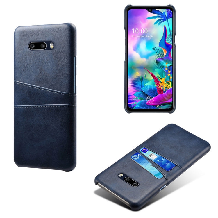 For LG G8X ThinQ Calf Texture PC + PU Leather Back Cover Shockproof Case with Dual Card Slots