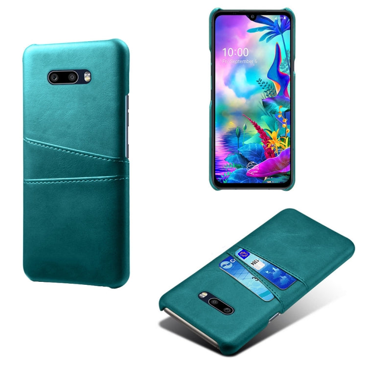For LG G8X ThinQ Calf Texture PC + PU Leather Back Cover Shockproof Case with Dual Card Slots
