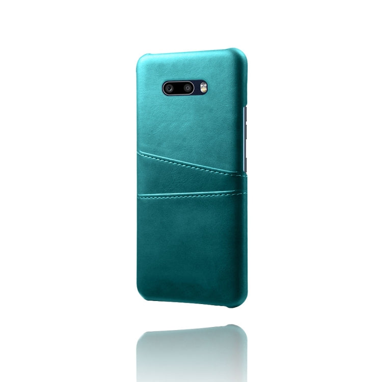 For LG G8X ThinQ Calf Texture PC + PU Leather Back Cover Shockproof Case with Dual Card Slots