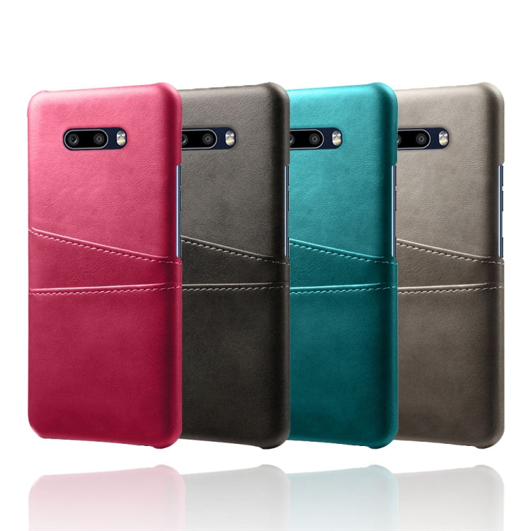 For LG G8X ThinQ Calf Texture PC + PU Leather Back Cover Shockproof Case with Dual Card Slots