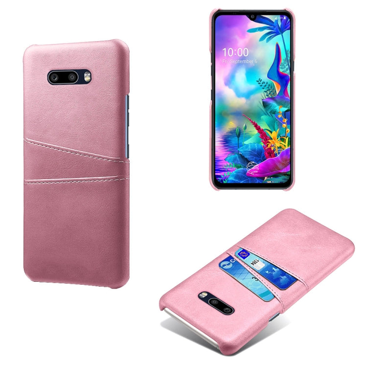 For LG G8X ThinQ Calf Texture PC + PU Leather Back Cover Shockproof Case with Dual Card Slots