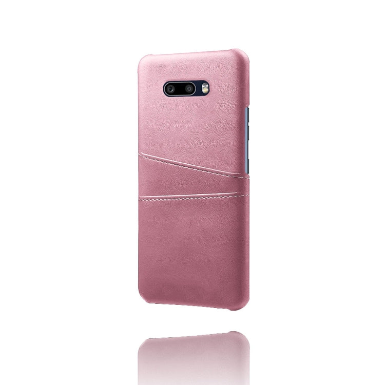 For LG G8X ThinQ Calf Texture PC + PU Leather Back Cover Shockproof Case with Dual Card Slots