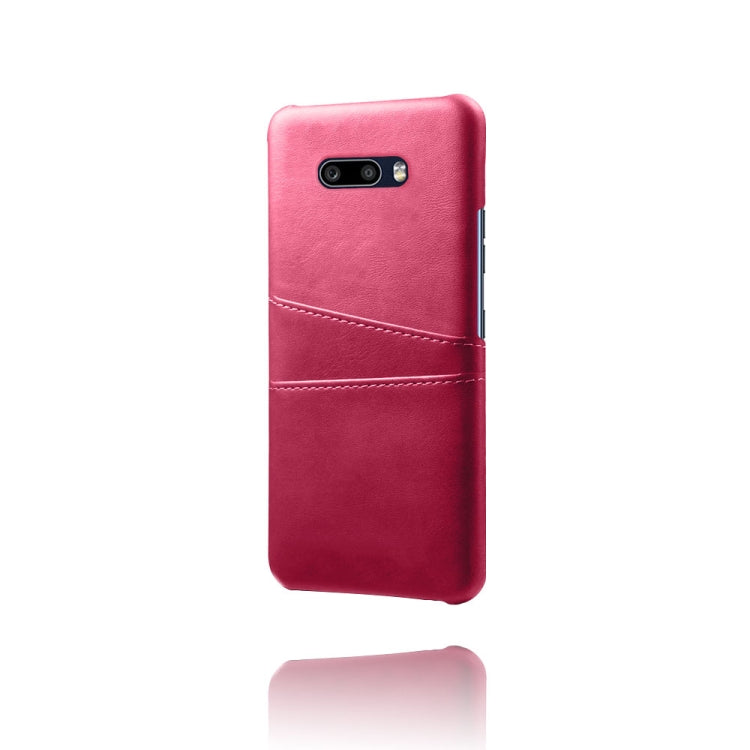For LG G8X ThinQ Calf Texture PC + PU Leather Back Cover Shockproof Case with Dual Card Slots