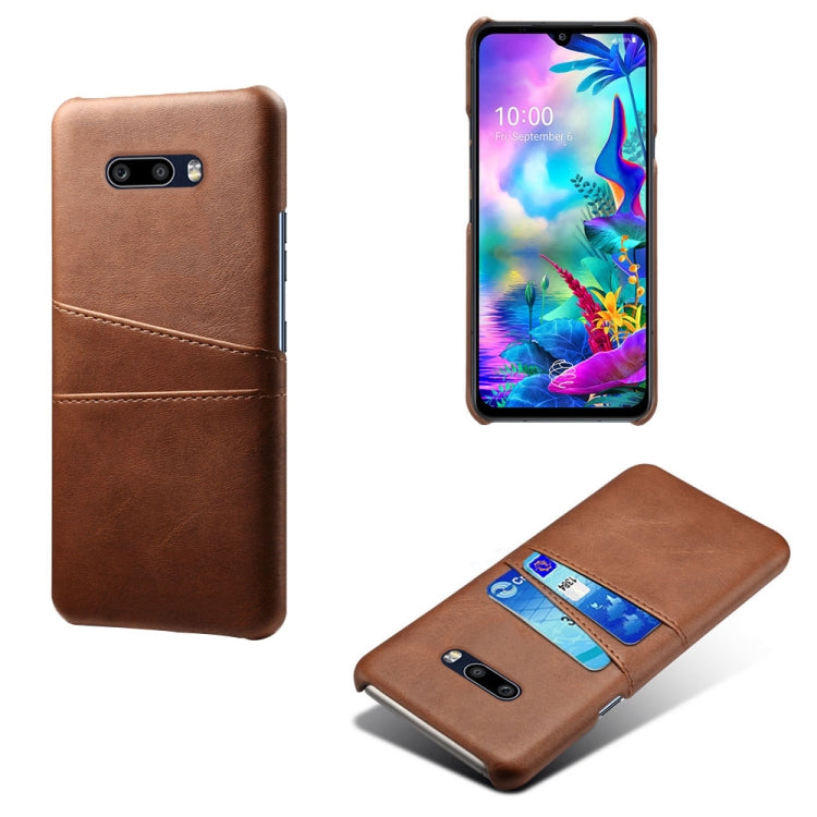 For LG G8X ThinQ Calf Texture PC + PU Leather Back Cover Shockproof Case with Dual Card Slots