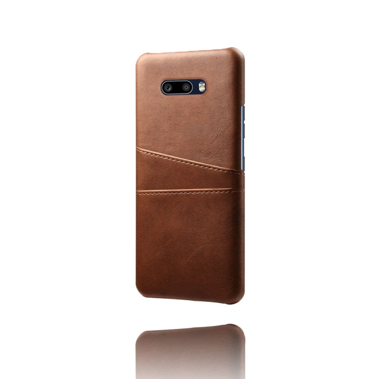 For LG G8X ThinQ Calf Texture PC + PU Leather Back Cover Shockproof Case with Dual Card Slots
