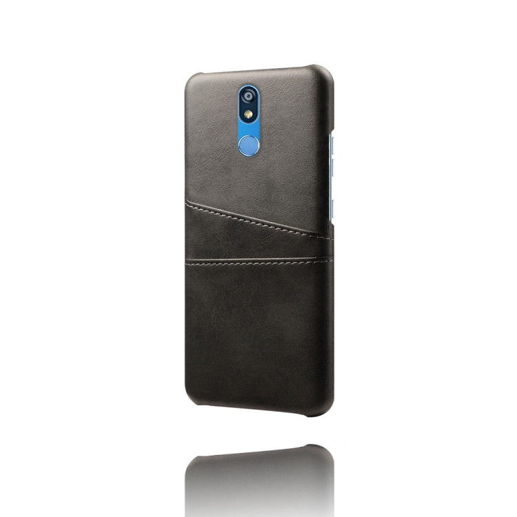 For LG K40 Calf Texture PC + PU Leather Back Cover Shockproof Case with Dual Card Slots