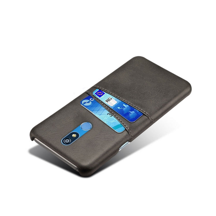 For LG K40 Calf Texture PC + PU Leather Back Cover Shockproof Case with Dual Card Slots