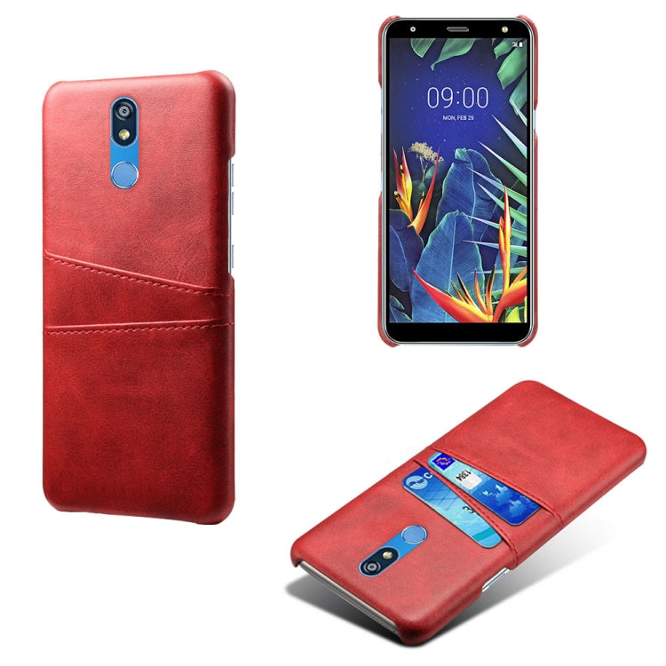 For LG K40 Calf Texture PC + PU Leather Back Cover Shockproof Case with Dual Card Slots