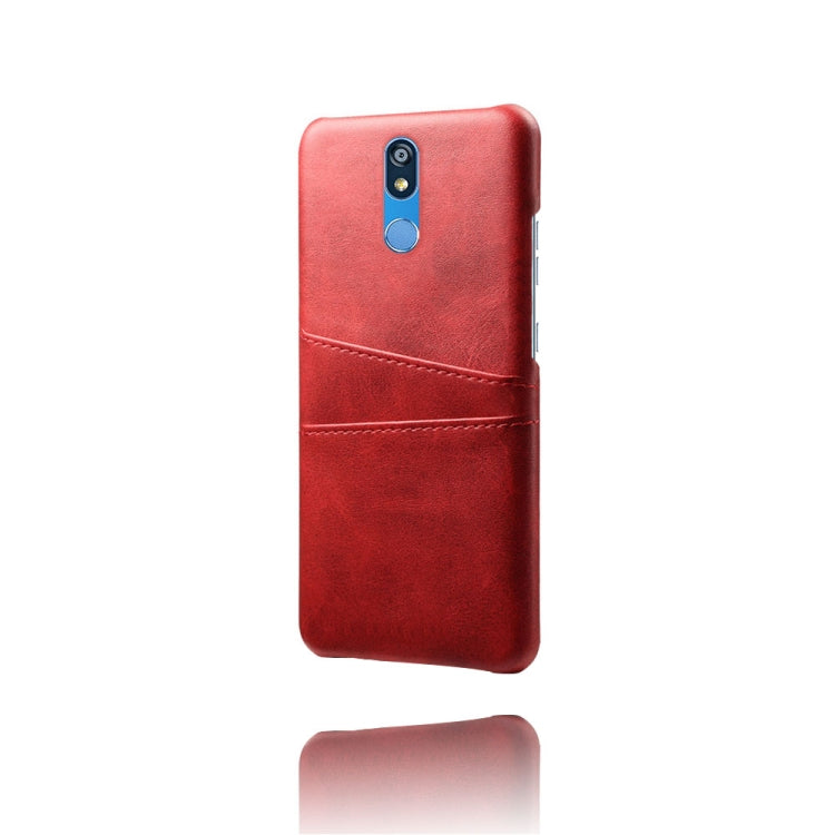 For LG K40 Calf Texture PC + PU Leather Back Cover Shockproof Case with Dual Card Slots