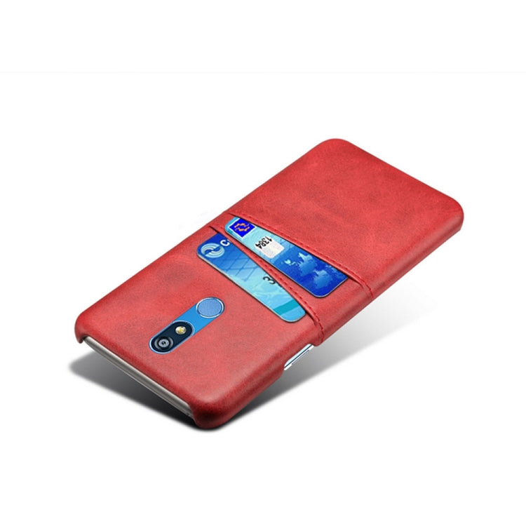 For LG K40 Calf Texture PC + PU Leather Back Cover Shockproof Case with Dual Card Slots