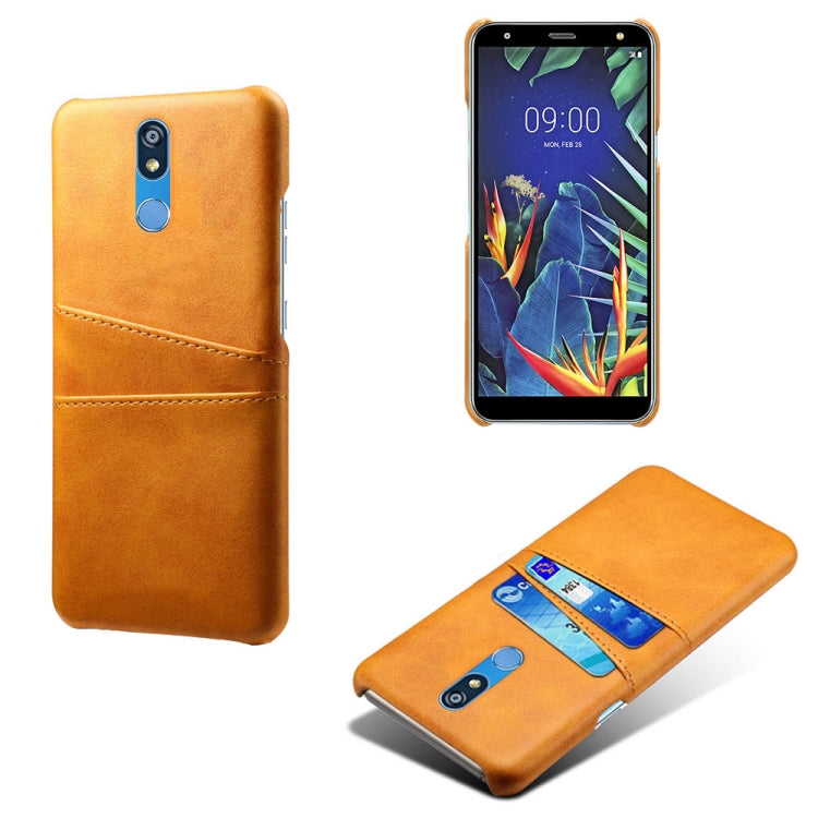 For LG K40 Calf Texture PC + PU Leather Back Cover Shockproof Case with Dual Card Slots