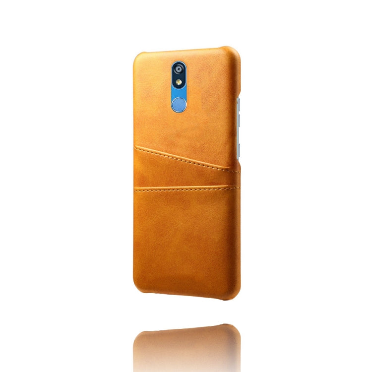 For LG K40 Calf Texture PC + PU Leather Back Cover Shockproof Case with Dual Card Slots