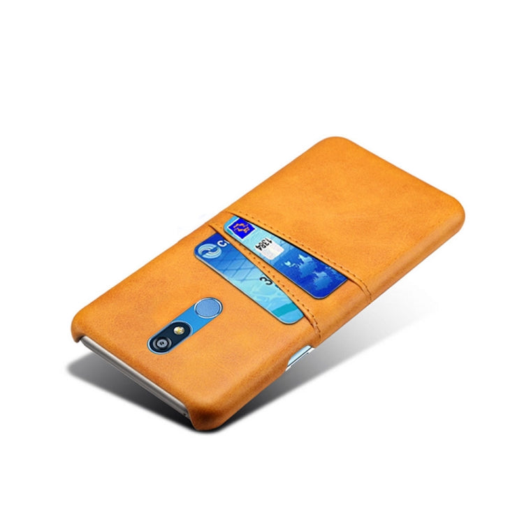 For LG K40 Calf Texture PC + PU Leather Back Cover Shockproof Case with Dual Card Slots