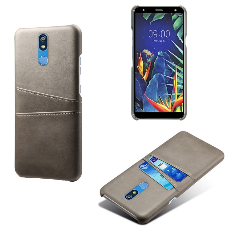 For LG K40 Calf Texture PC + PU Leather Back Cover Shockproof Case with Dual Card Slots