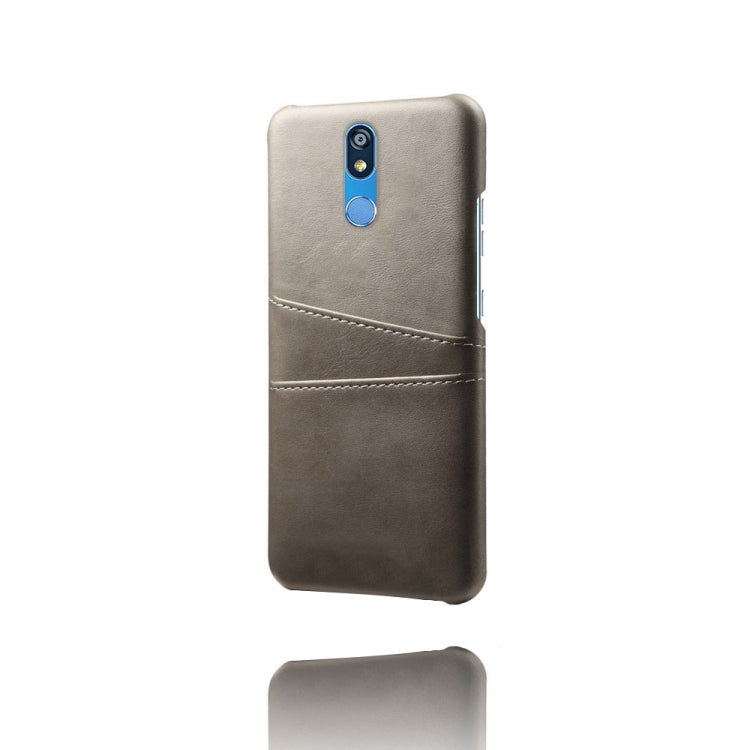 For LG K40 Calf Texture PC + PU Leather Back Cover Shockproof Case with Dual Card Slots