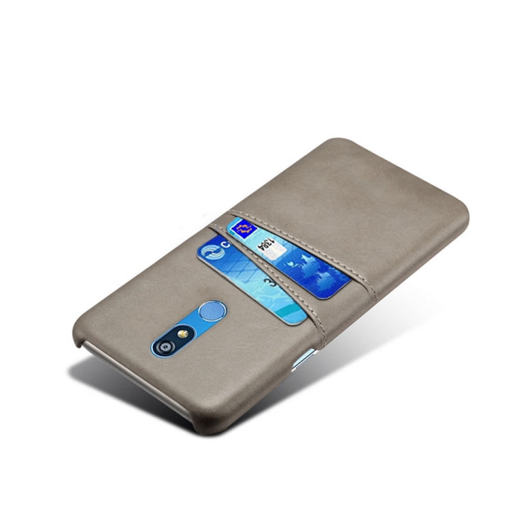 For LG K40 Calf Texture PC + PU Leather Back Cover Shockproof Case with Dual Card Slots