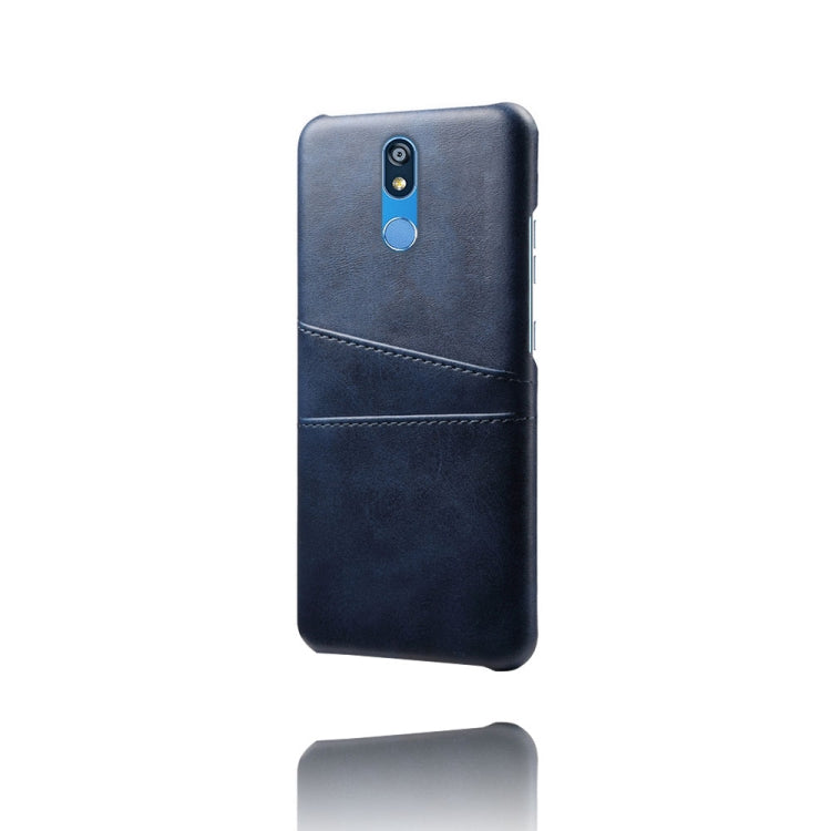 For LG K40 Calf Texture PC + PU Leather Back Cover Shockproof Case with Dual Card Slots