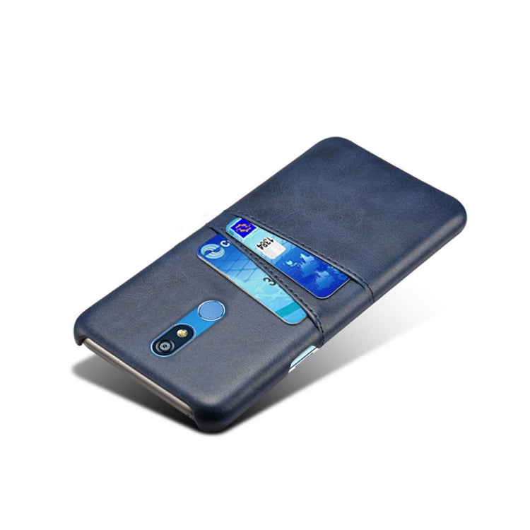 For LG K40 Calf Texture PC + PU Leather Back Cover Shockproof Case with Dual Card Slots