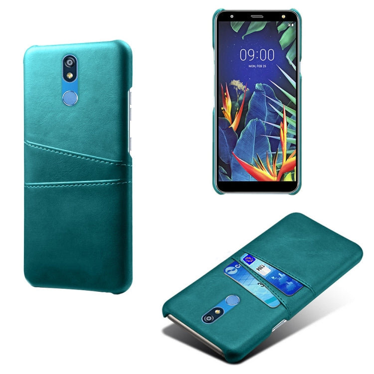 For LG K40 Calf Texture PC + PU Leather Back Cover Shockproof Case with Dual Card Slots