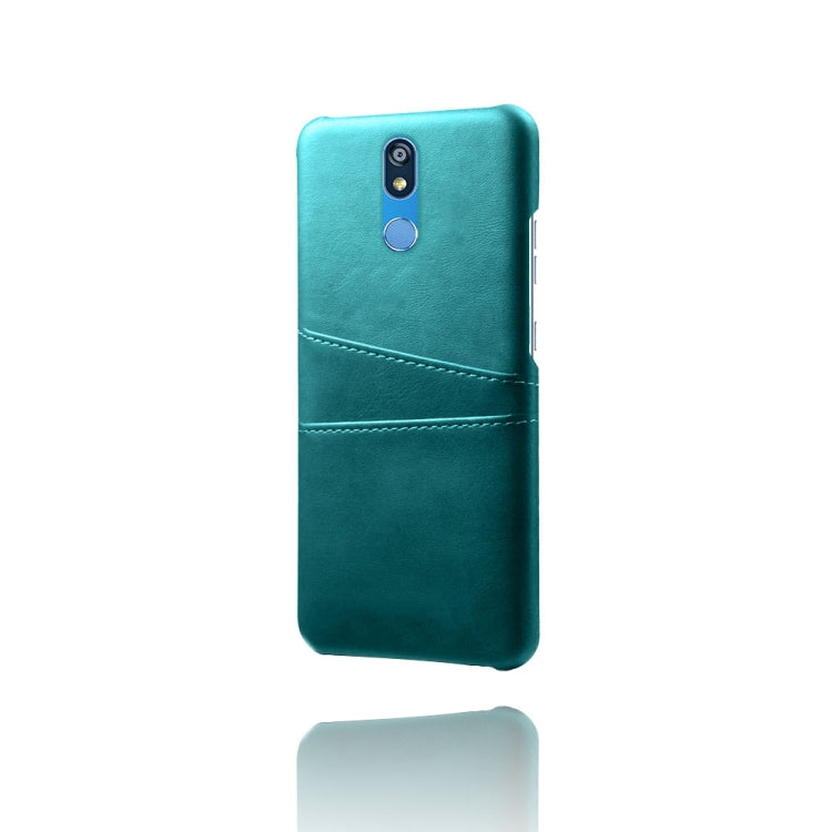 For LG K40 Calf Texture PC + PU Leather Back Cover Shockproof Case with Dual Card Slots