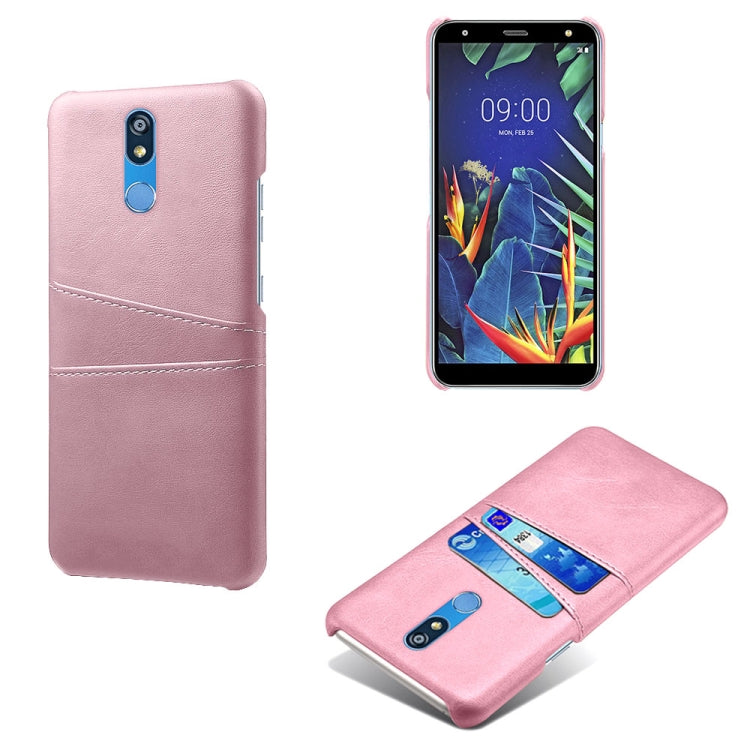 For LG K40 Calf Texture PC + PU Leather Back Cover Shockproof Case with Dual Card Slots