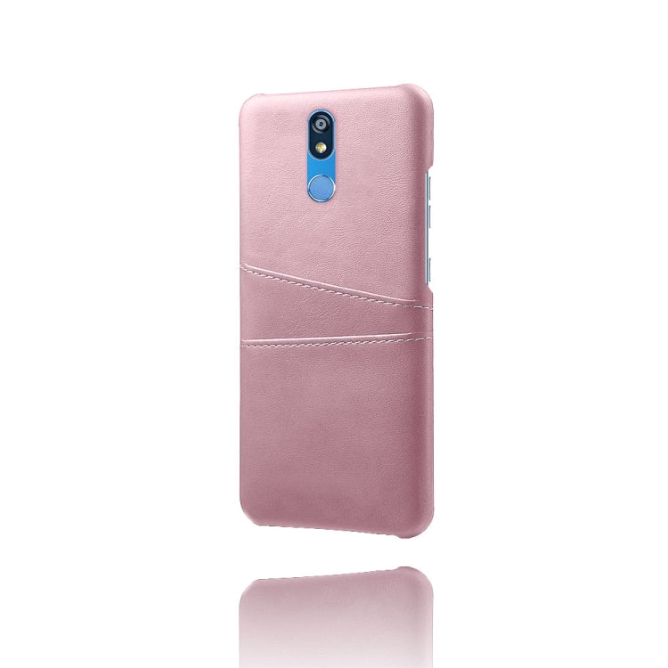 For LG K40 Calf Texture PC + PU Leather Back Cover Shockproof Case with Dual Card Slots