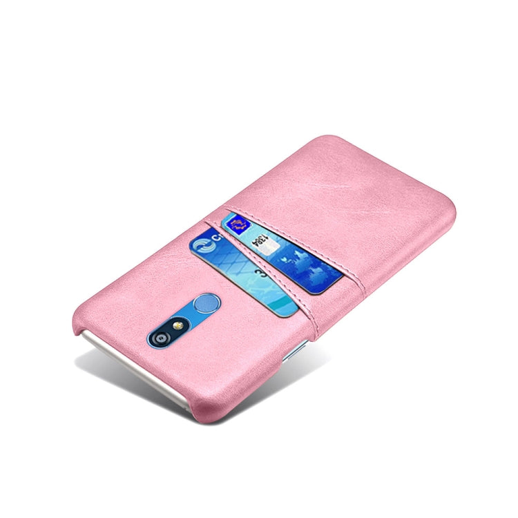For LG K40 Calf Texture PC + PU Leather Back Cover Shockproof Case with Dual Card Slots