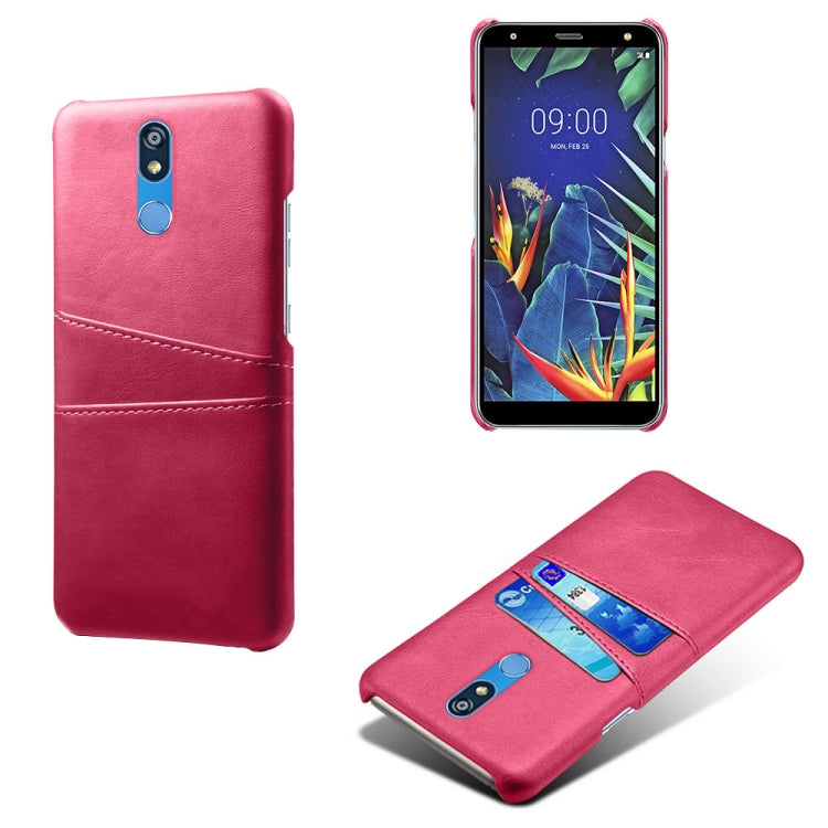 For LG K40 Calf Texture PC + PU Leather Back Cover Shockproof Case with Dual Card Slots