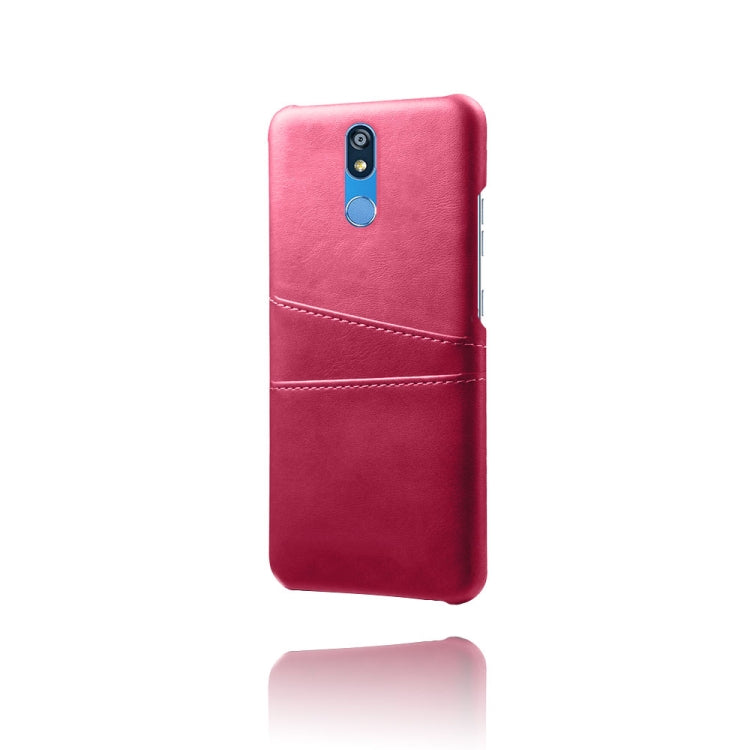 For LG K40 Calf Texture PC + PU Leather Back Cover Shockproof Case with Dual Card Slots
