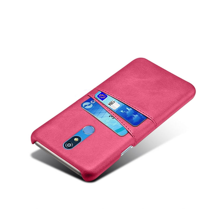 For LG K40 Calf Texture PC + PU Leather Back Cover Shockproof Case with Dual Card Slots