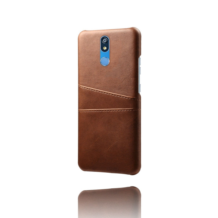 For LG K40 Calf Texture PC + PU Leather Back Cover Shockproof Case with Dual Card Slots