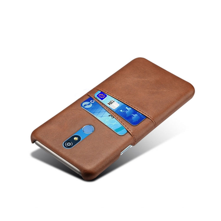 For LG K40 Calf Texture PC + PU Leather Back Cover Shockproof Case with Dual Card Slots