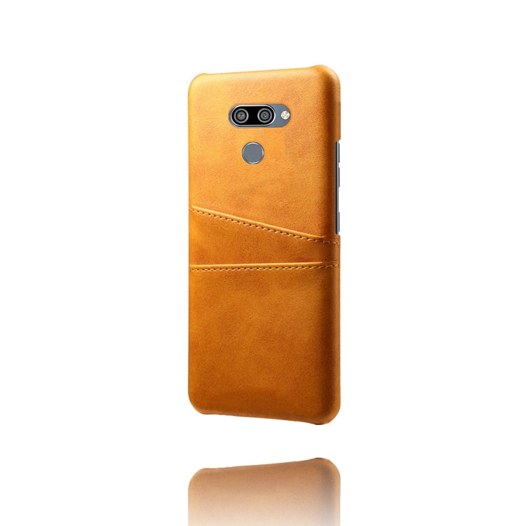 For LG K50 Calf Texture PC + PU Leather Back Cover Shockproof Case with Dual Card Slots