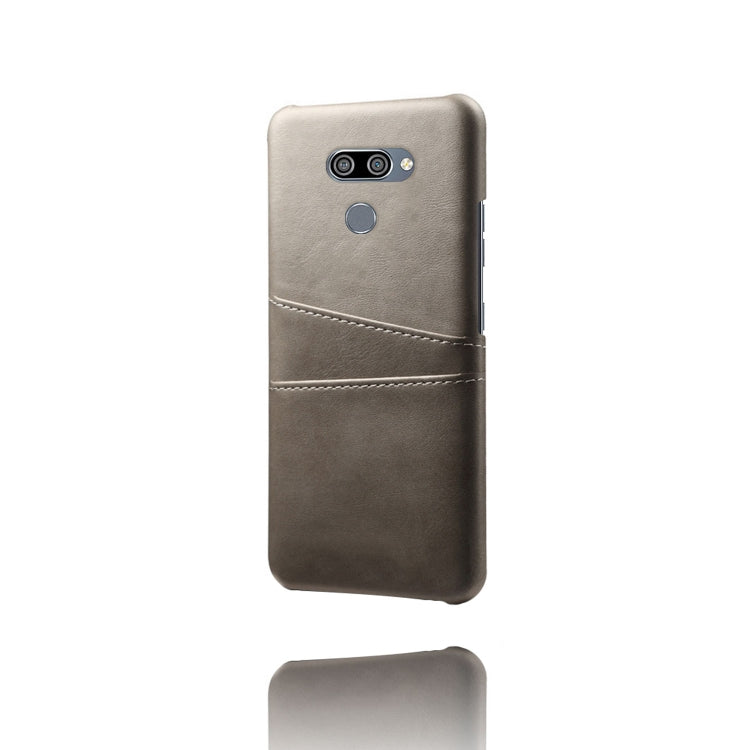 For LG K50 Calf Texture PC + PU Leather Back Cover Shockproof Case with Dual Card Slots