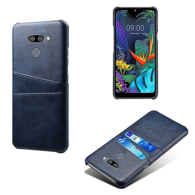 For LG K50 Calf Texture PC + PU Leather Back Cover Shockproof Case with Dual Card Slots