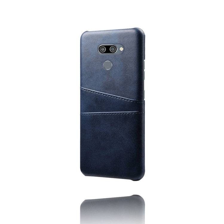 For LG K50 Calf Texture PC + PU Leather Back Cover Shockproof Case with Dual Card Slots