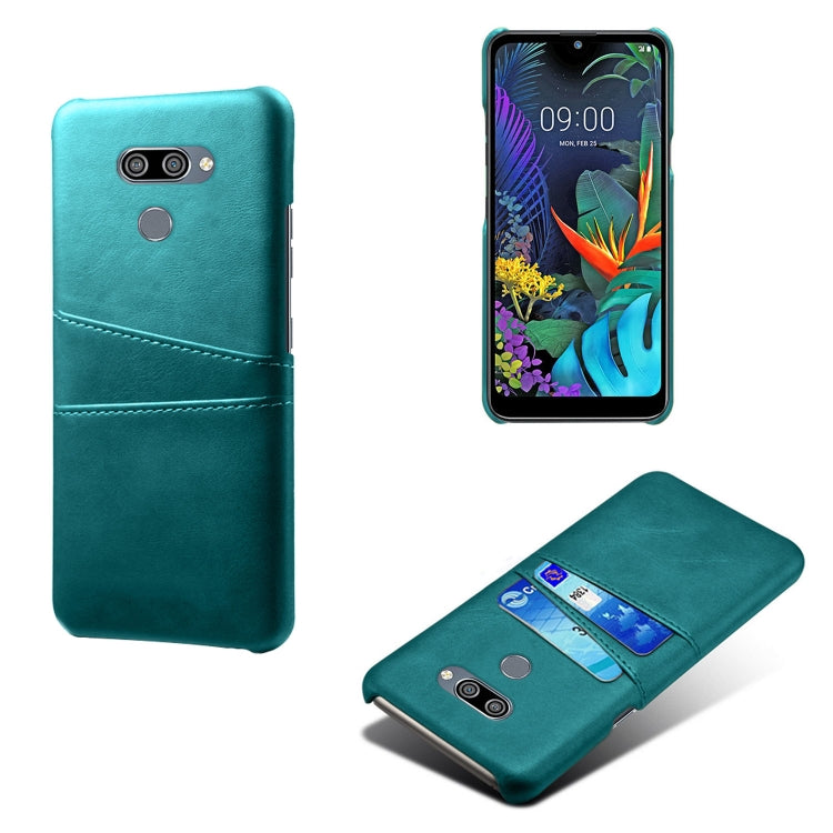 For LG K50 Calf Texture PC + PU Leather Back Cover Shockproof Case with Dual Card Slots