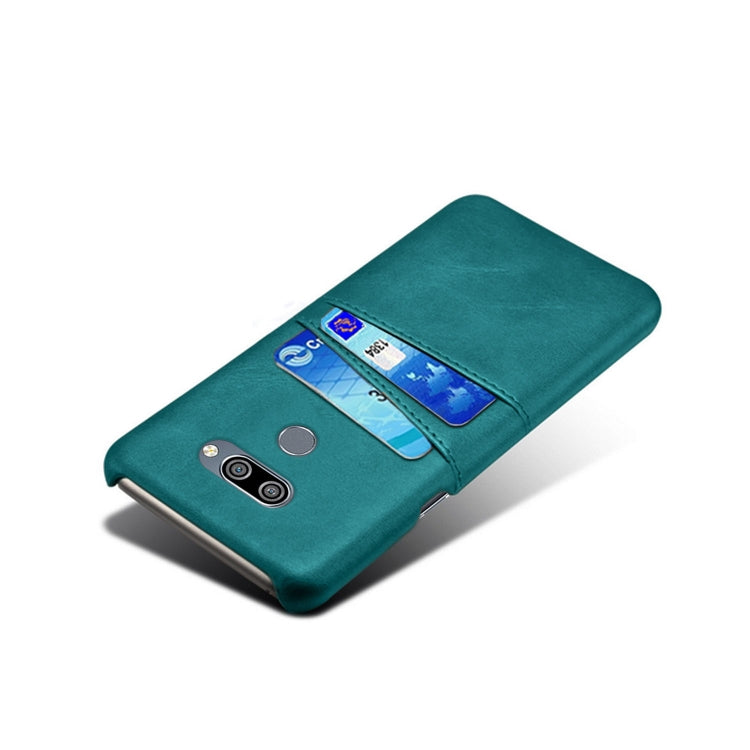 For LG K50 Calf Texture PC + PU Leather Back Cover Shockproof Case with Dual Card Slots