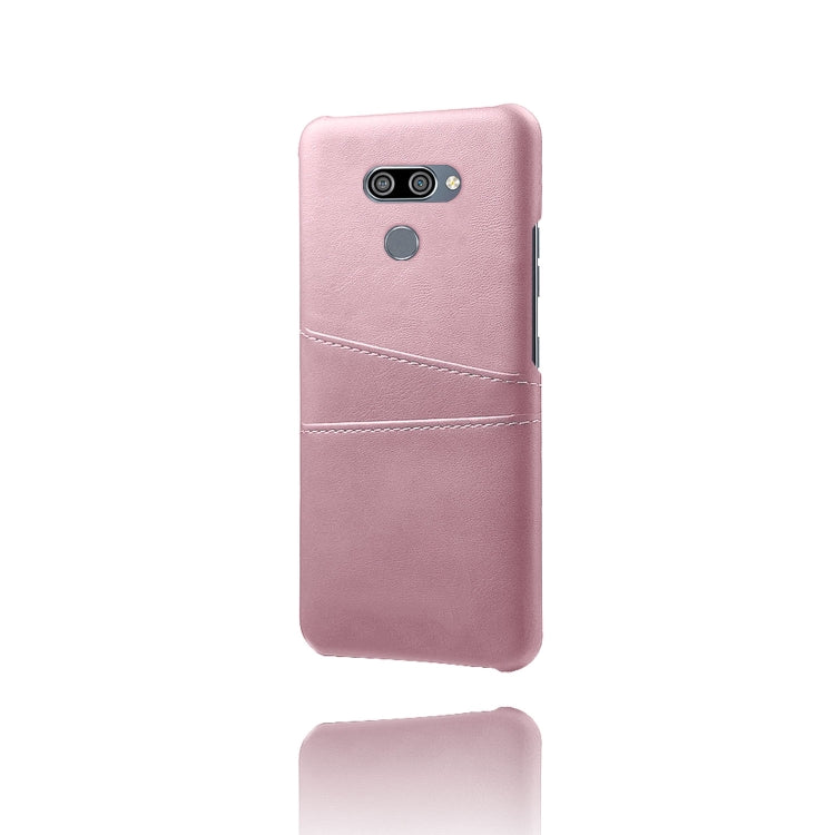 For LG K50 Calf Texture PC + PU Leather Back Cover Shockproof Case with Dual Card Slots