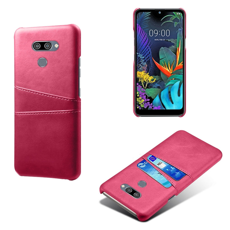 For LG K50 Calf Texture PC + PU Leather Back Cover Shockproof Case with Dual Card Slots