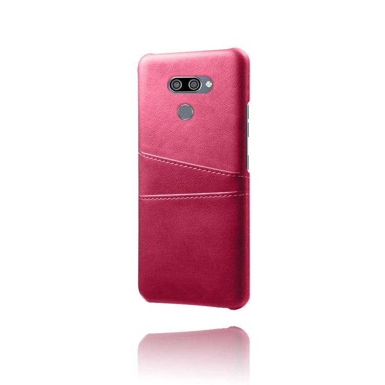 For LG K50 Calf Texture PC + PU Leather Back Cover Shockproof Case with Dual Card Slots