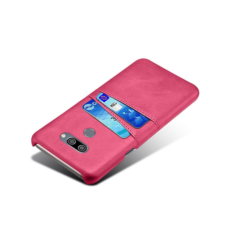 For LG K50 Calf Texture PC + PU Leather Back Cover Shockproof Case with Dual Card Slots