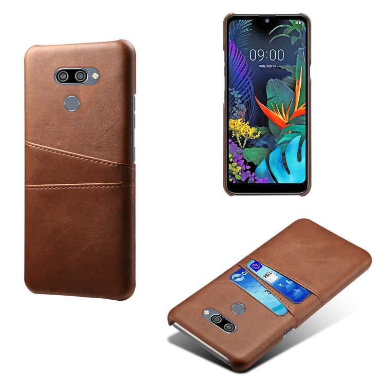For LG K50 Calf Texture PC + PU Leather Back Cover Shockproof Case with Dual Card Slots