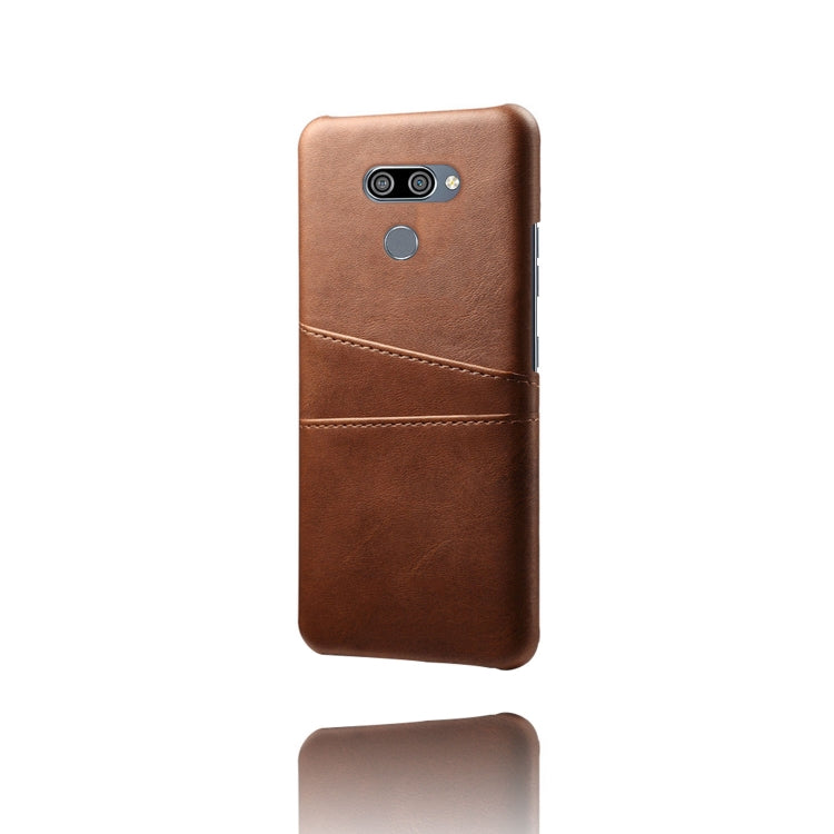 For LG K50 Calf Texture PC + PU Leather Back Cover Shockproof Case with Dual Card Slots