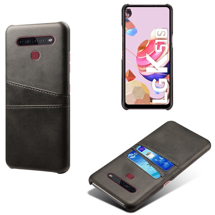 For LG K51S Calf Texture PC + PU Leather Back Cover Shockproof Case with Dual Card Slots